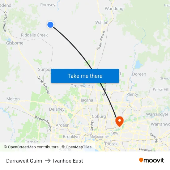 Darraweit Guim to Ivanhoe East map