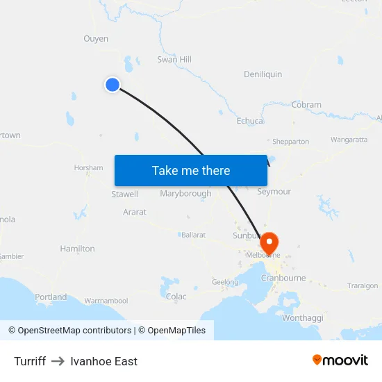 Turriff to Ivanhoe East map