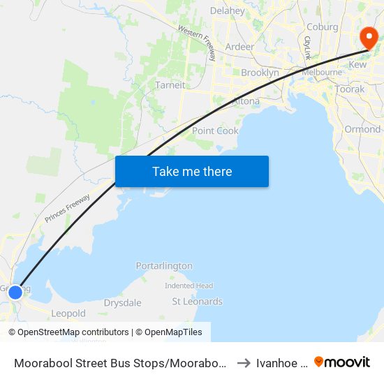 Moorabool Street Bus Stops/Moorabool St (Geelong) to Ivanhoe East map