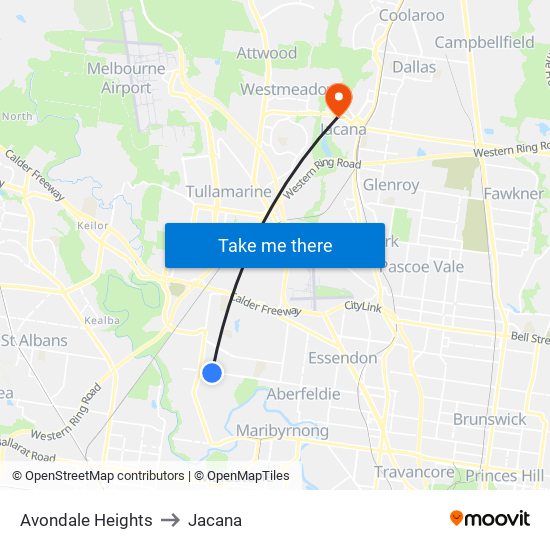 Avondale Heights to Jacana map