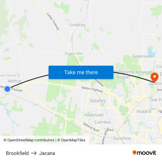 Brookfield to Jacana map