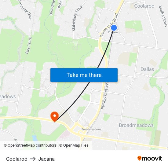 Coolaroo to Jacana map