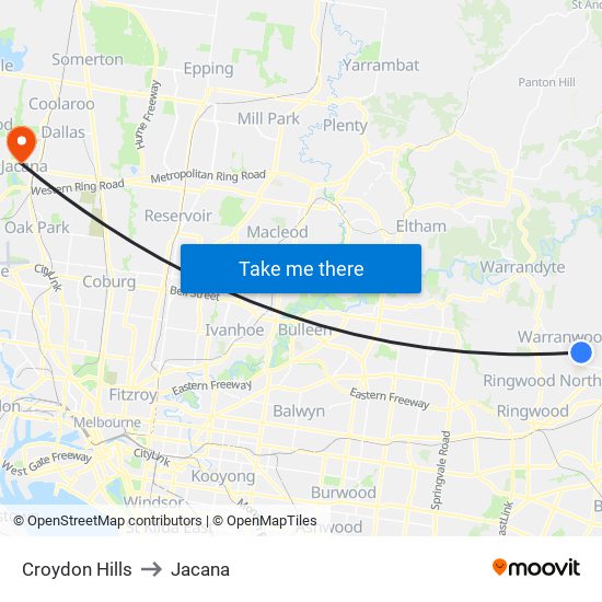 Croydon Hills to Jacana map