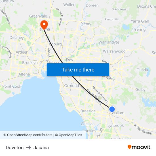 Doveton to Jacana map