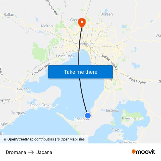 Dromana to Jacana map