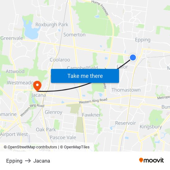 Epping to Jacana map