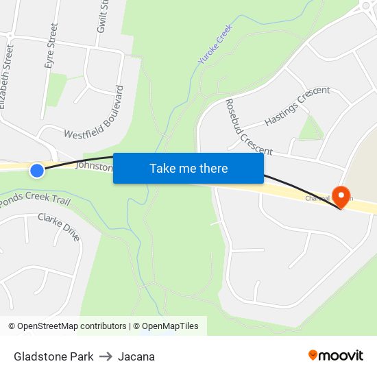 Gladstone Park to Jacana map
