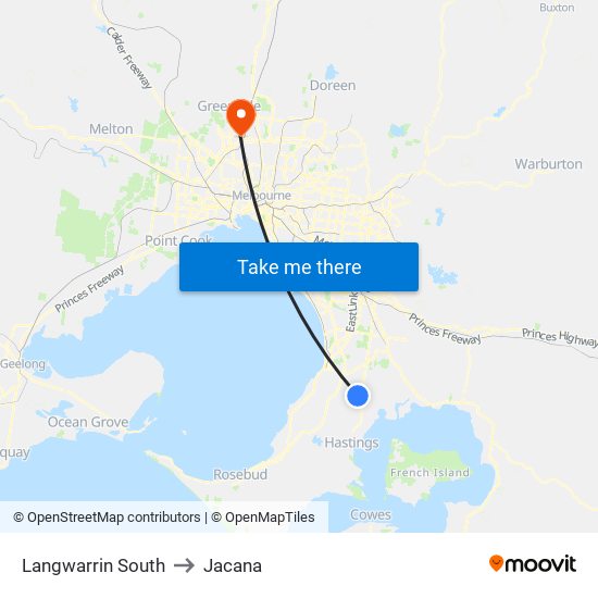 Langwarrin South to Jacana map