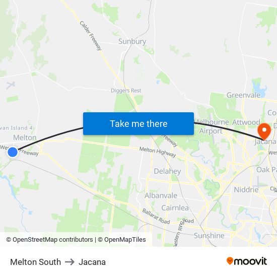 Melton South to Jacana map