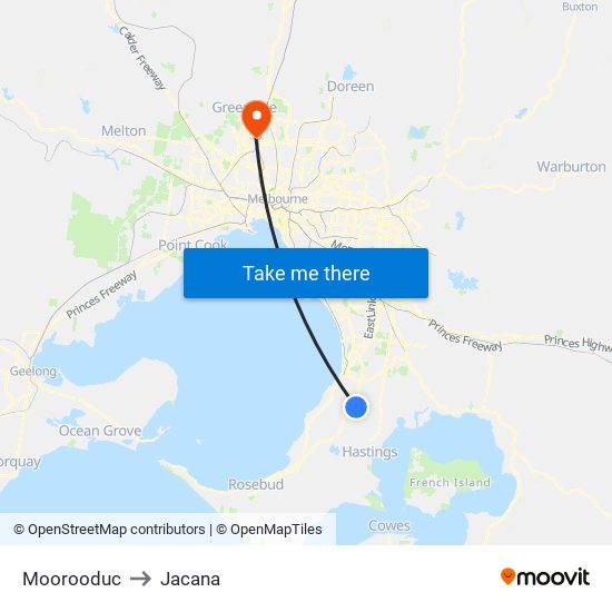 Moorooduc to Jacana map