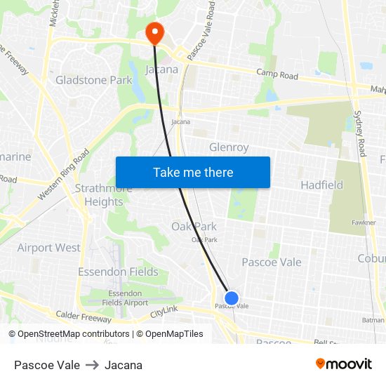 Pascoe Vale to Jacana map