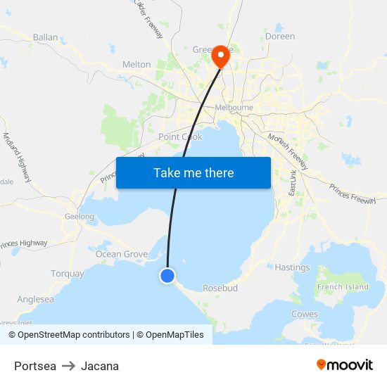 Portsea to Jacana map