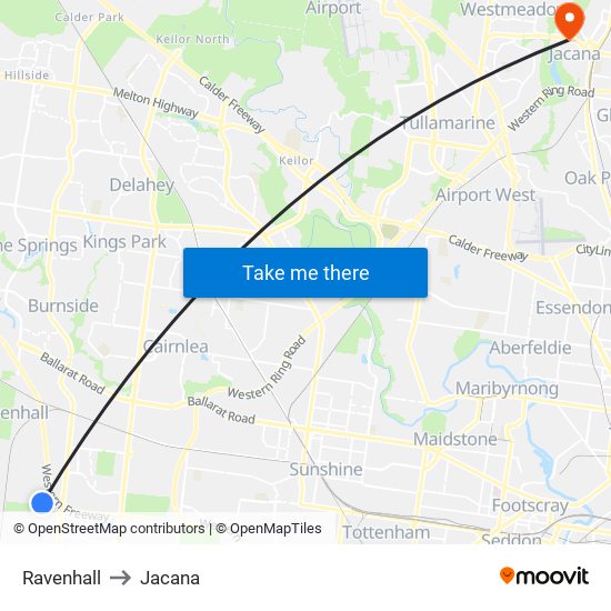 Ravenhall to Jacana map