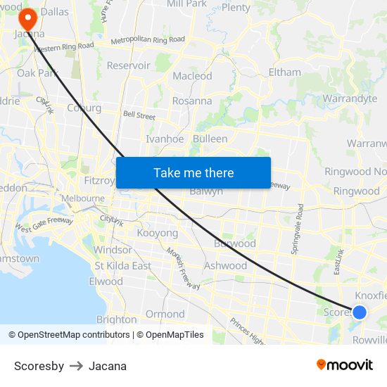 Scoresby to Jacana map