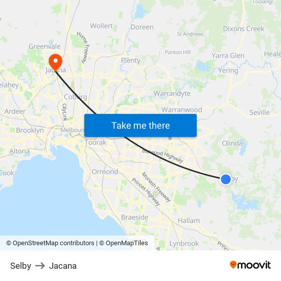 Selby to Jacana map