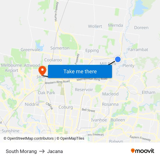 South Morang to Jacana map