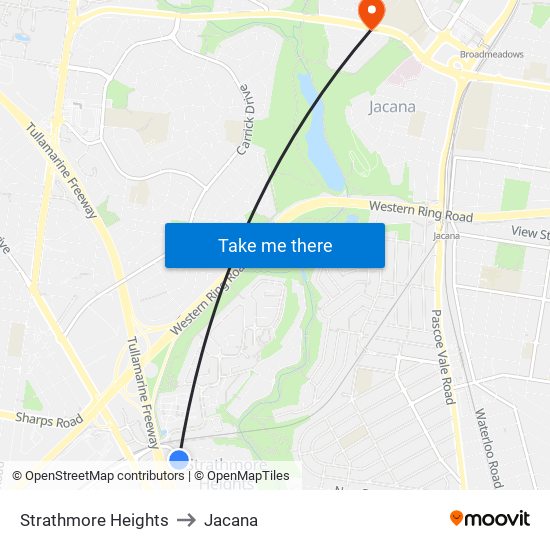 Strathmore Heights to Jacana map
