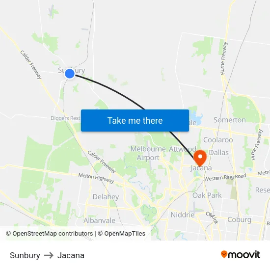 Sunbury to Jacana map