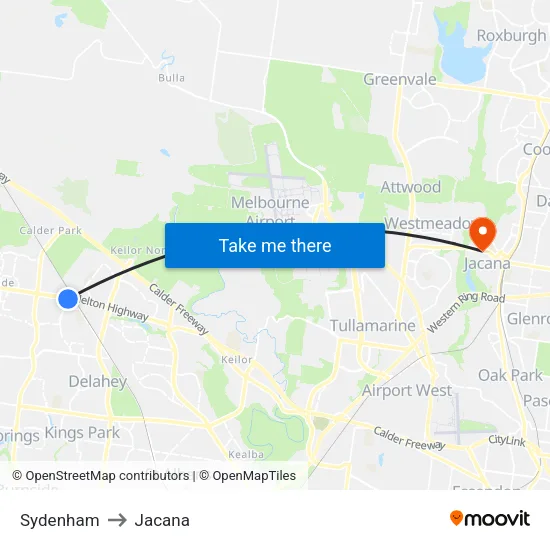 Sydenham to Jacana map