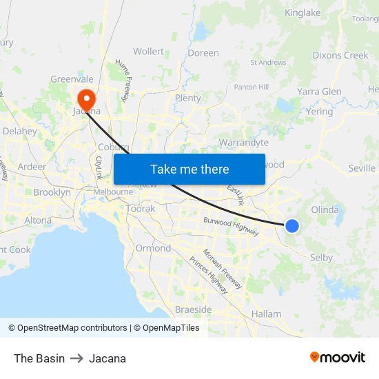 The Basin to Jacana map