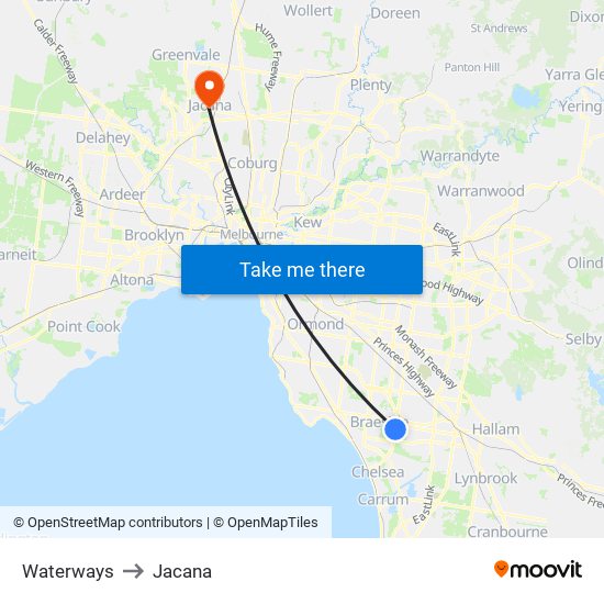 Waterways to Jacana map