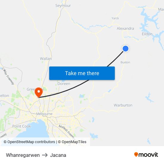 Whanregarwen to Jacana map