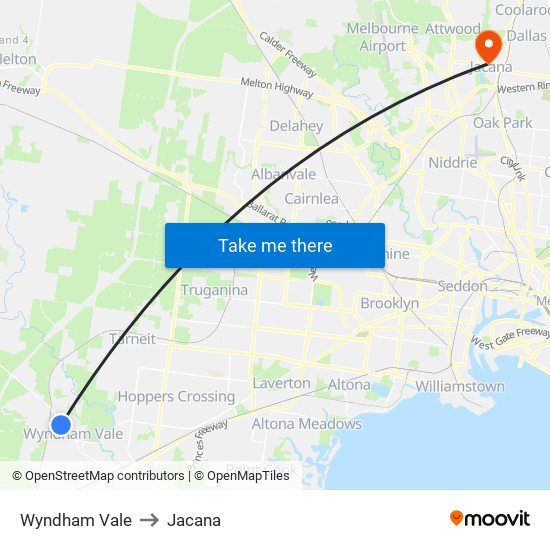 Wyndham Vale to Jacana map