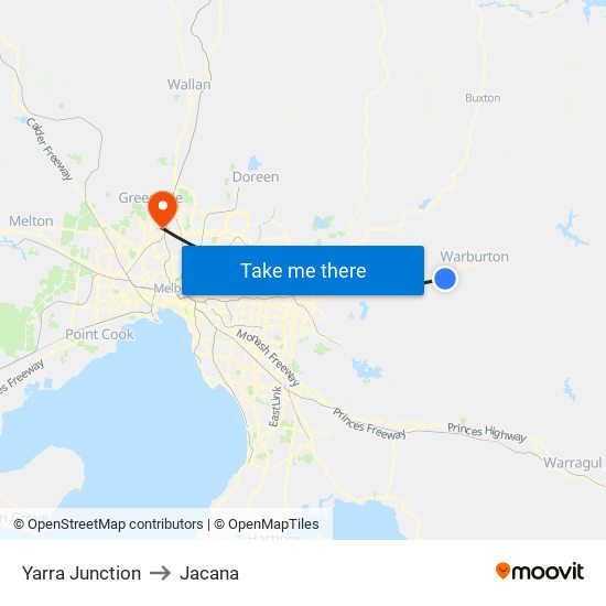 Yarra Junction to Jacana map