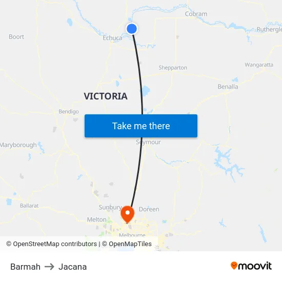 Barmah to Jacana map
