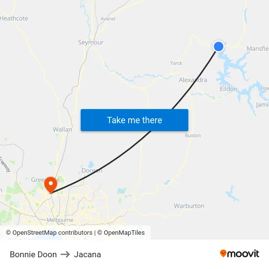 Bonnie Doon to Jacana map