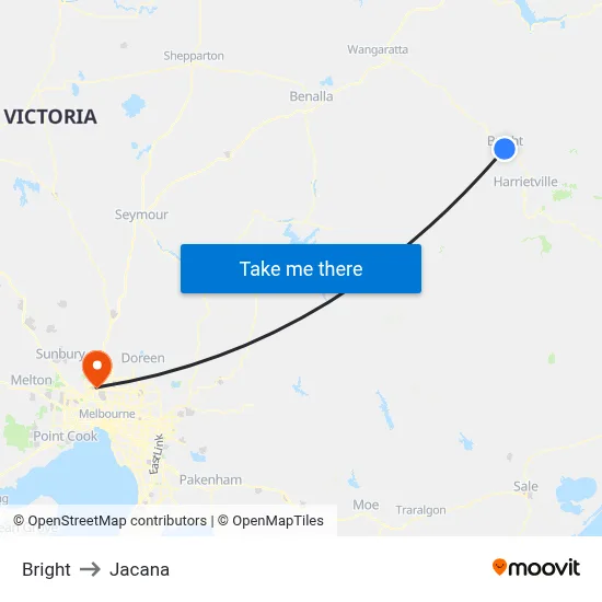 Bright to Jacana map