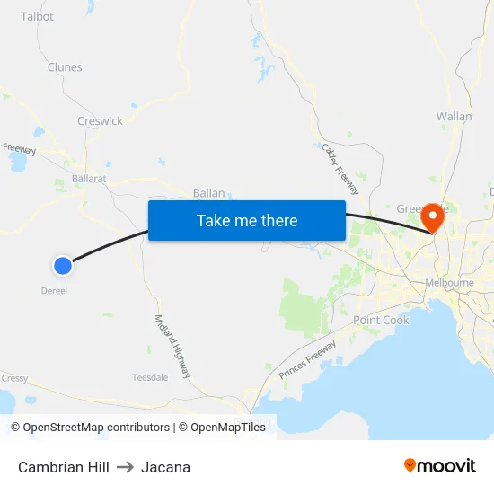 Cambrian Hill to Jacana map