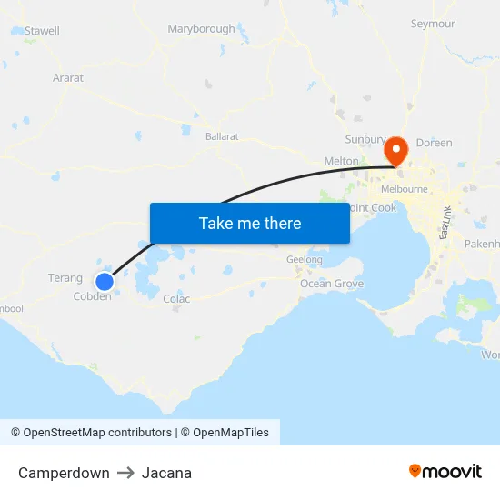 Camperdown to Jacana map