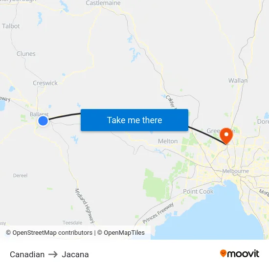Canadian to Jacana map