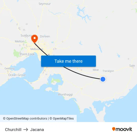 Churchill to Jacana map