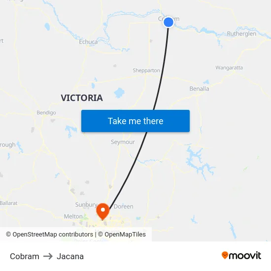Cobram to Jacana map