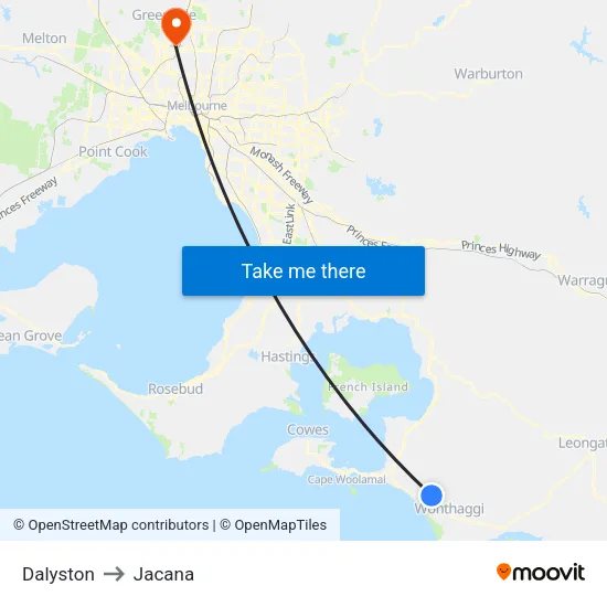 Dalyston to Jacana map