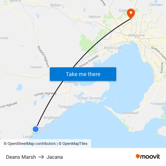 Deans Marsh to Jacana map