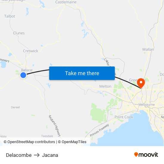 Delacombe to Jacana map