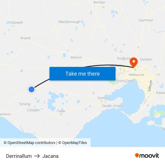 Derrinallum to Jacana map