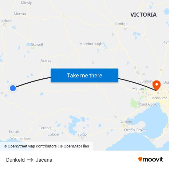 Dunkeld to Jacana map