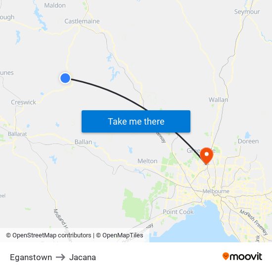 Eganstown to Jacana map