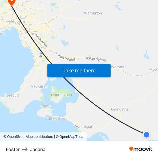 Foster to Jacana map