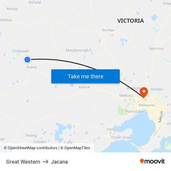 Great Western to Jacana map