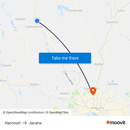 Harcourt to Jacana map