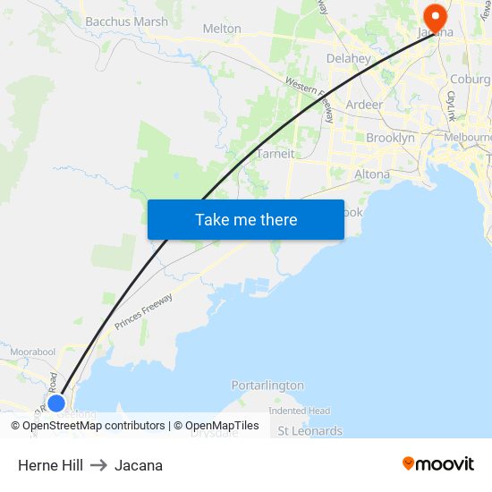 Herne Hill to Jacana map