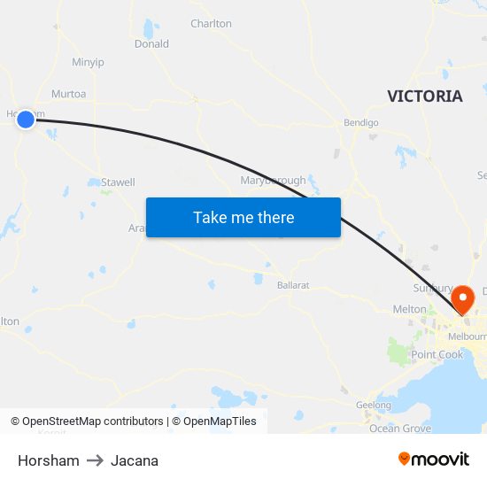 Horsham to Jacana map