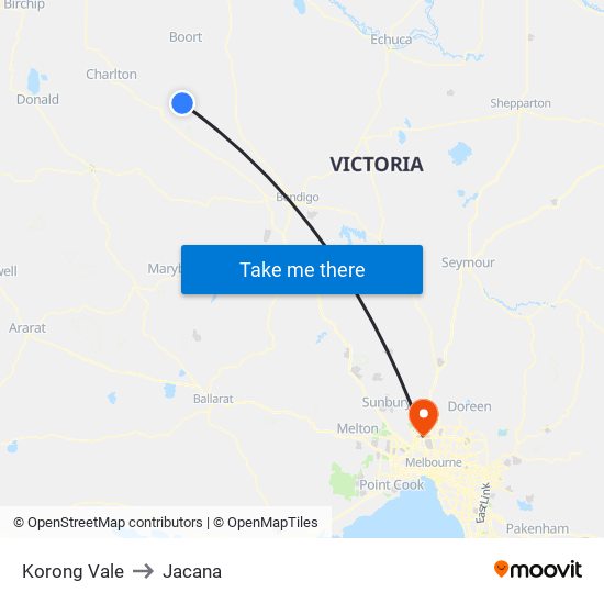 Korong Vale to Jacana map