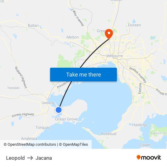 Leopold to Jacana map