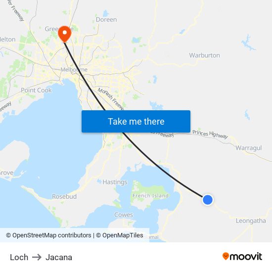 Loch to Jacana map